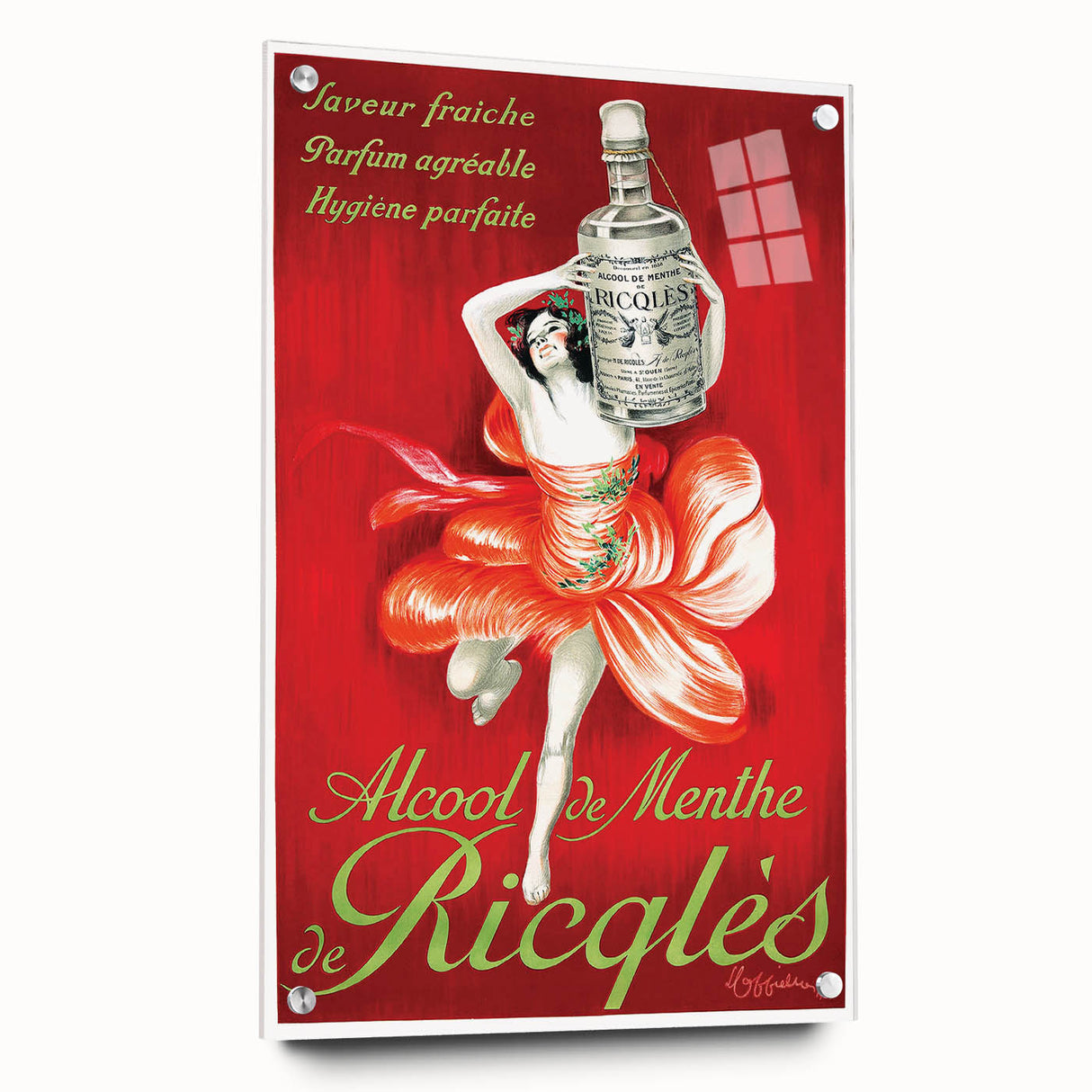 Vintage Ricqlès Alcohol de Menthe Poster – Retro Drink Ad with Bold Design