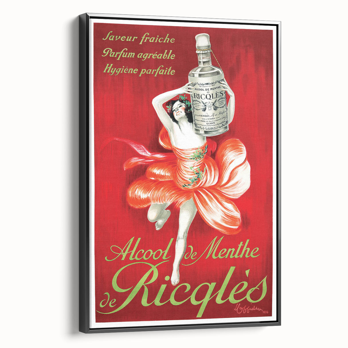 Vintage Ricqlès Alcohol de Menthe Poster – Retro Drink Ad with Bold Design