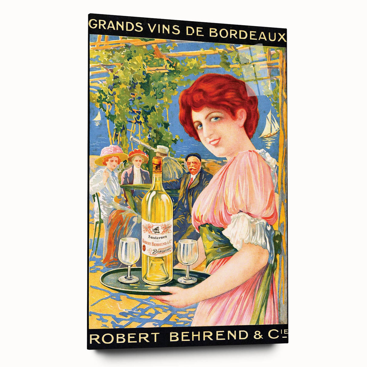 Vintage Grands Vins de Bordeaux Poster – Retro Wine Ad with Elegant Design