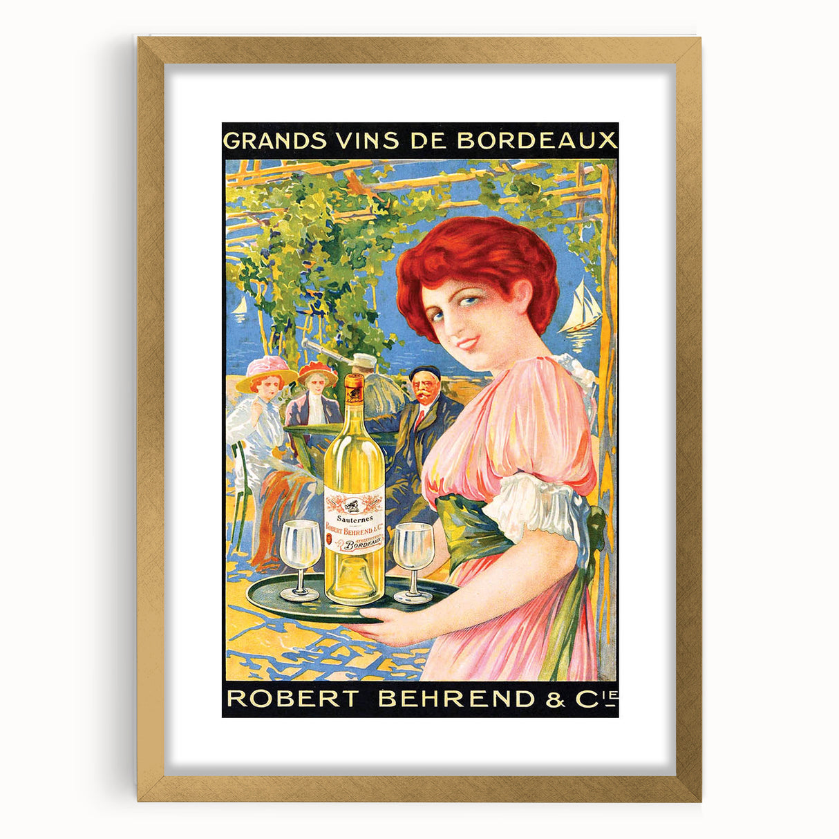 Vintage Grands Vins de Bordeaux Poster – Retro Wine Ad with Elegant Design