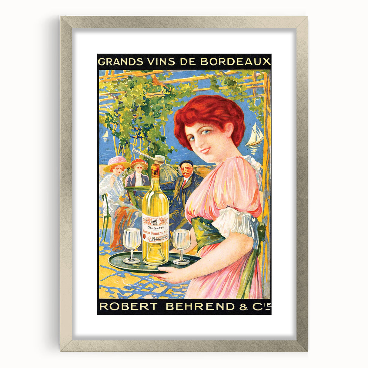 Vintage Grands Vins de Bordeaux Poster – Retro Wine Ad with Elegant Design