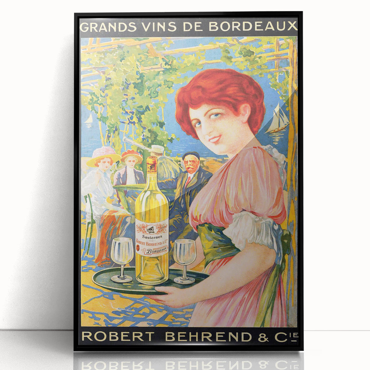 Vintage Grands Vins de Bordeaux Poster – Retro Wine Ad with Elegant Design