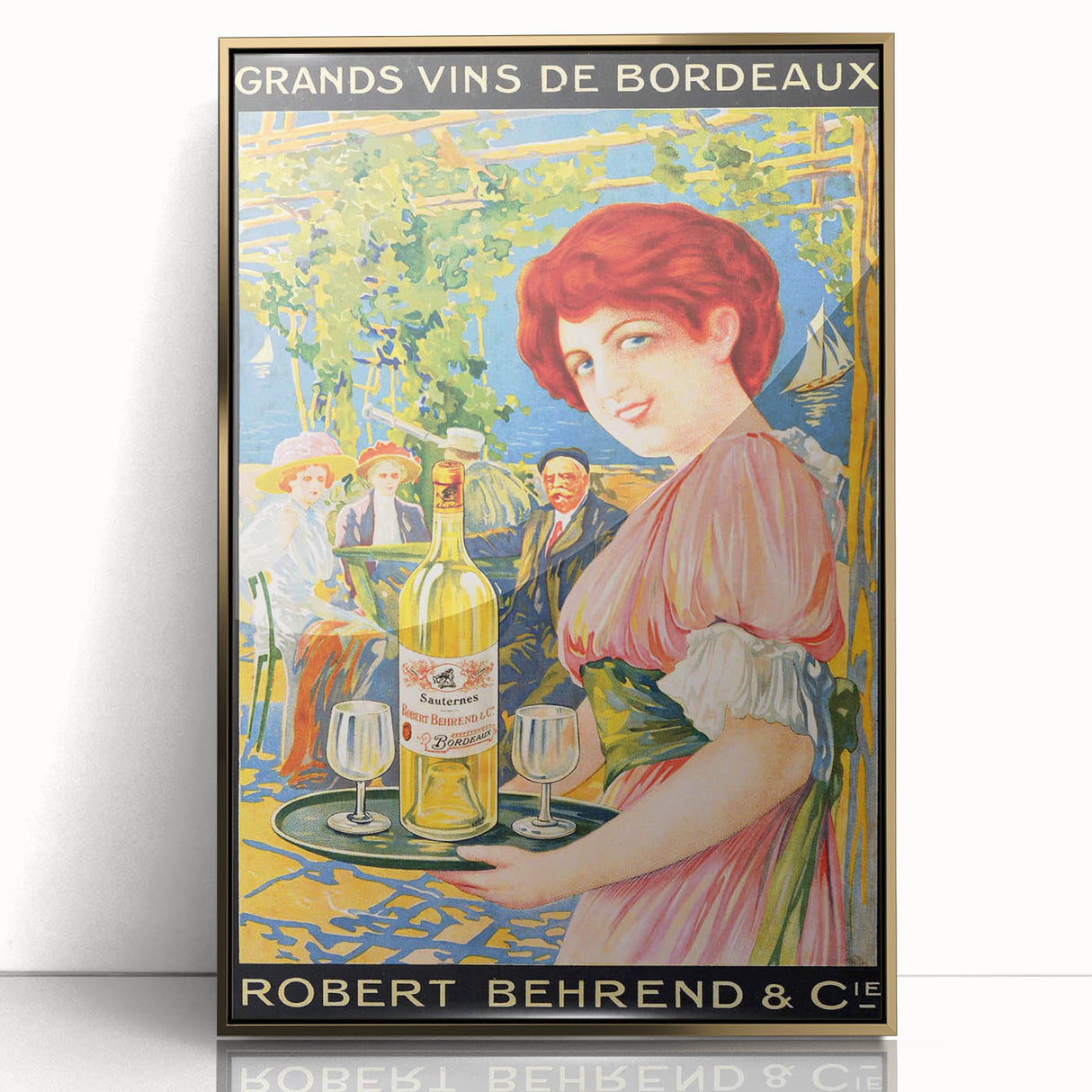 Vintage Grands Vins de Bordeaux Poster – Retro Wine Ad with Elegant Design