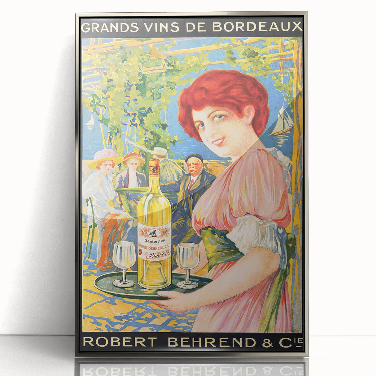 Vintage Grands Vins de Bordeaux Poster – Retro Wine Ad with Elegant Design