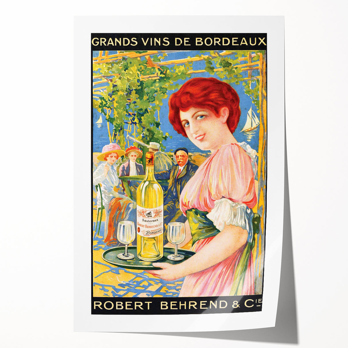Vintage Grands Vins de Bordeaux Poster – Retro Wine Ad with Elegant Design
