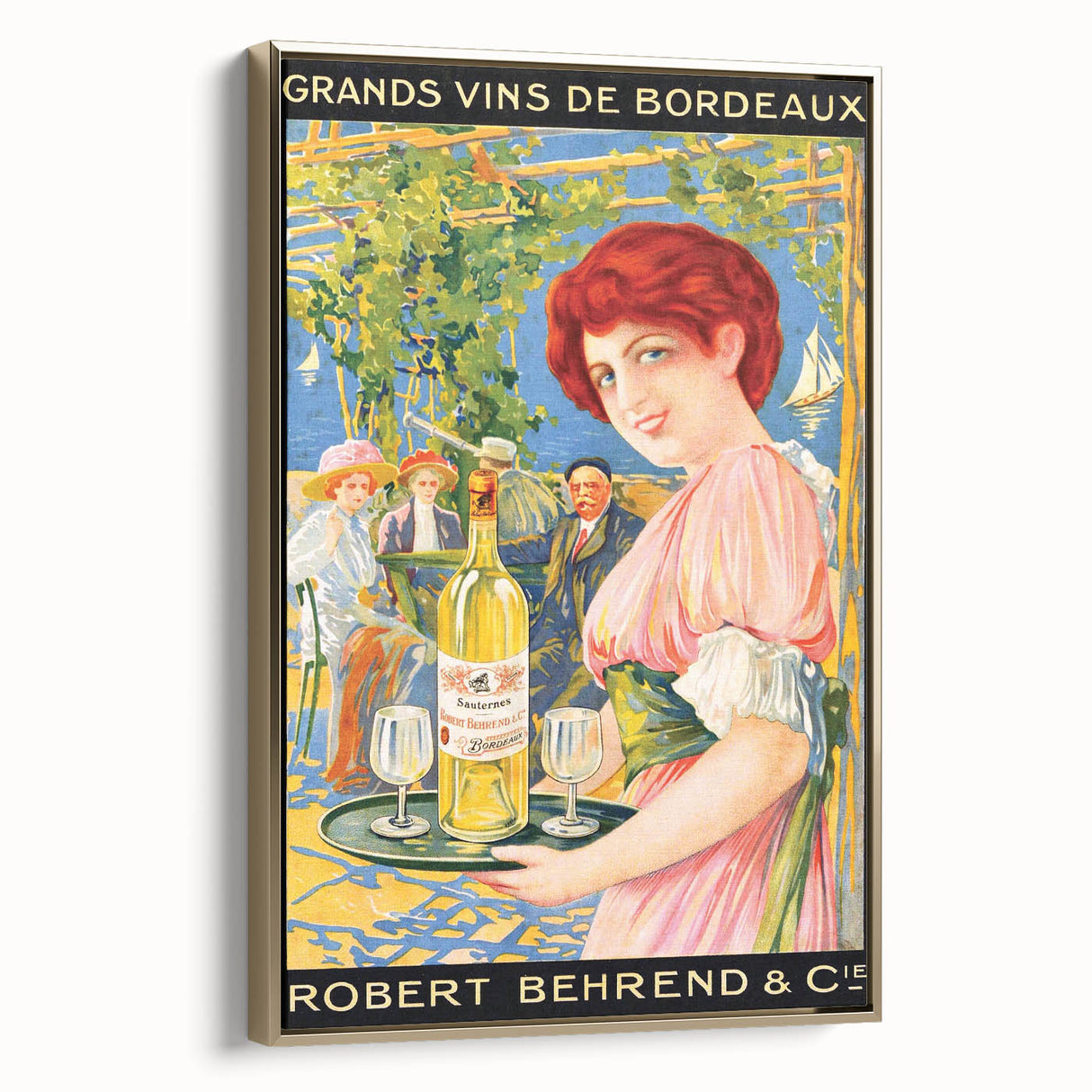 Vintage Grands Vins de Bordeaux Poster – Retro Wine Ad with Elegant Design