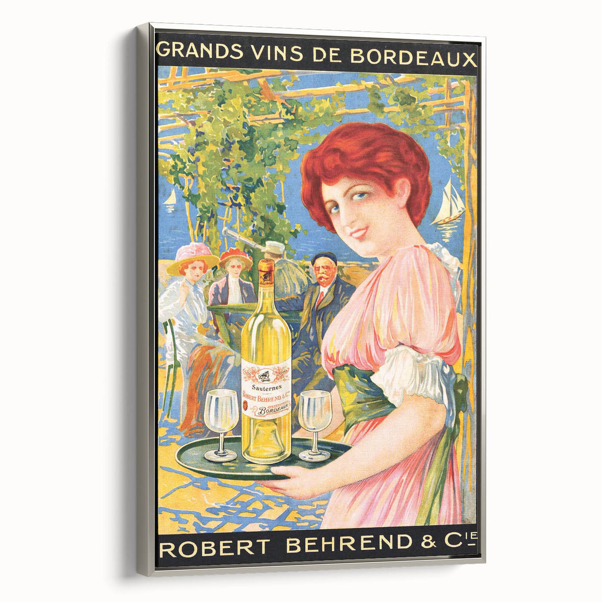 Vintage Grands Vins de Bordeaux Poster – Retro Wine Ad with Elegant Design