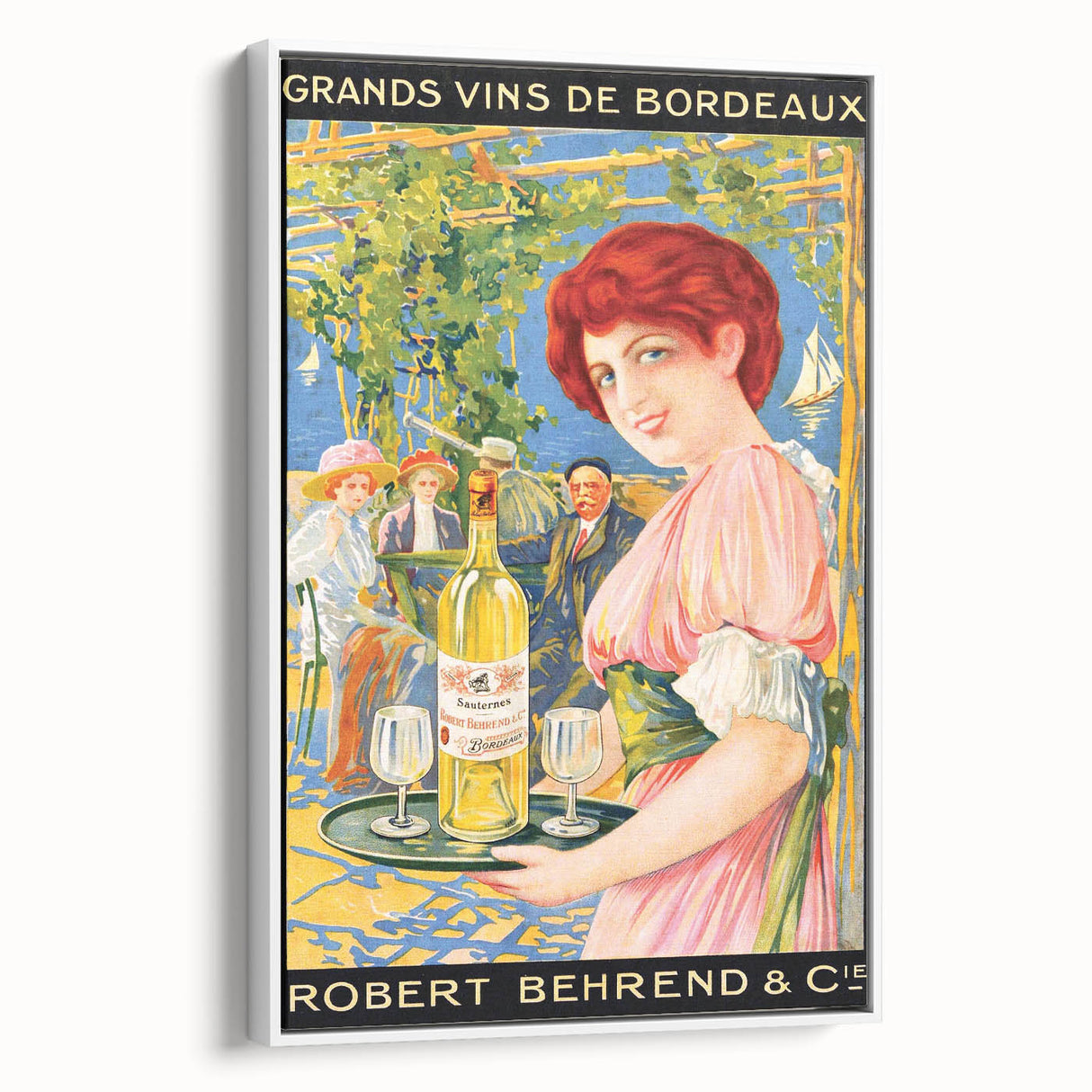 Vintage Grands Vins de Bordeaux Poster – Retro Wine Ad with Elegant Design