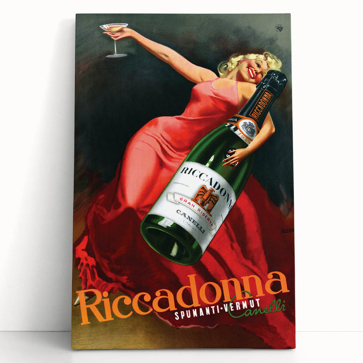 Vintage Riccadonna Spumanti-Vermut Poster – Retro Wine Ad with Elegance