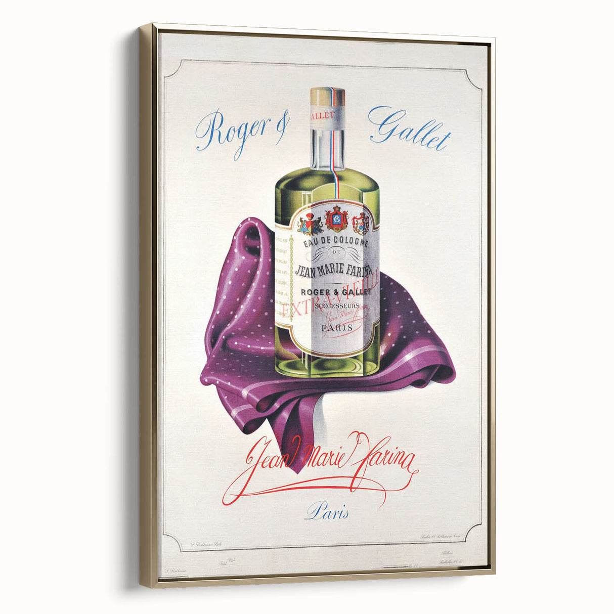 Vintage Roger & Gallet Jean Marie Farina Eau de Cologne Poster – Retro Perfume Ad