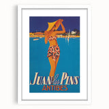Juan les Pins Antibes Vintage Poster: Retro Beach Vacation Print