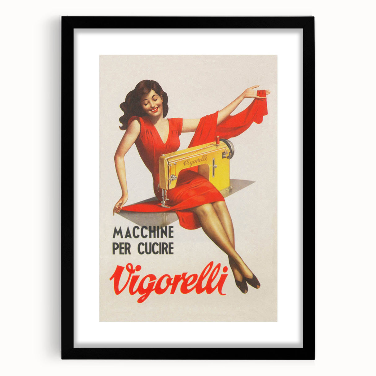 Vintage Vigorelli Sewing Machine Poster – Retro Italian Advertising Art