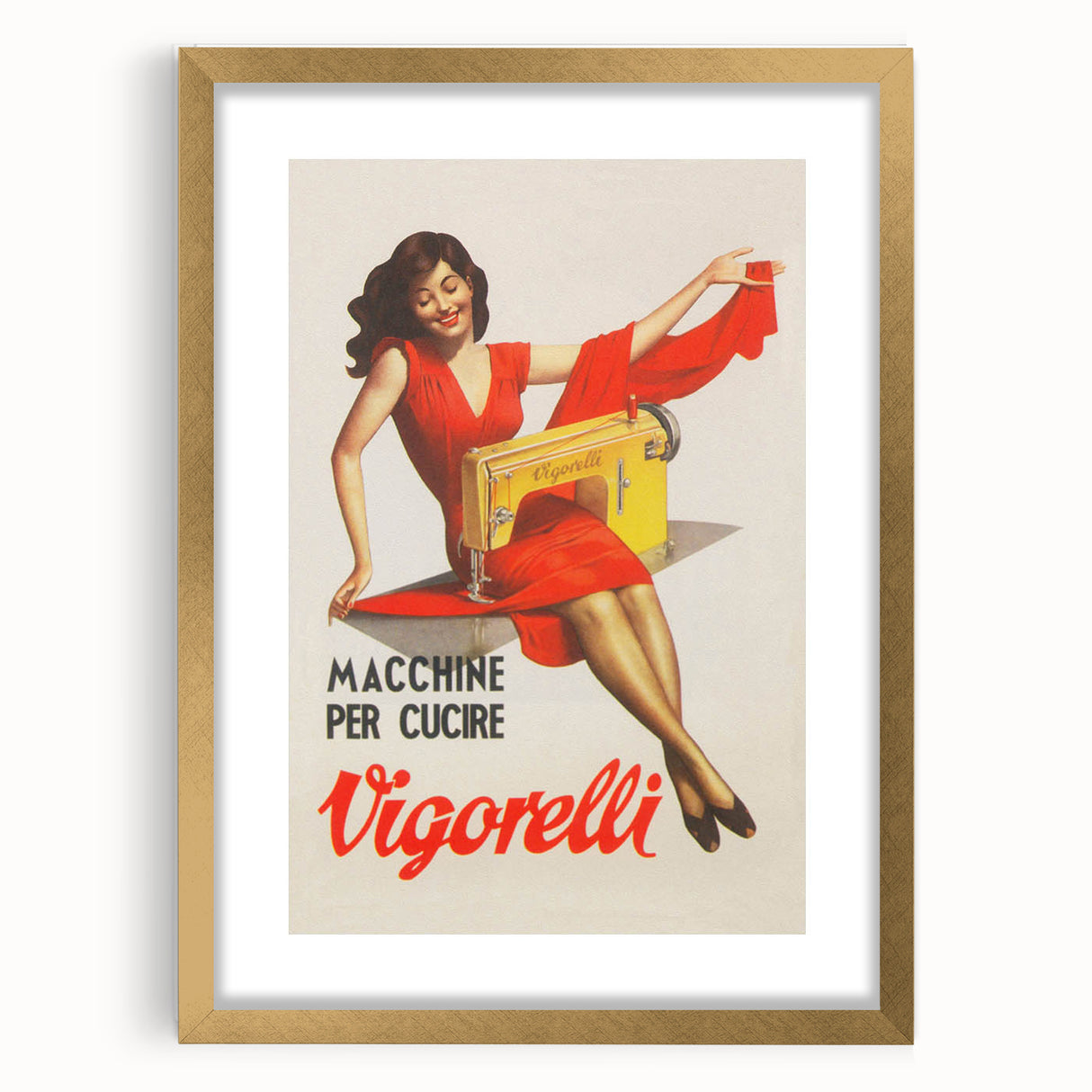 Vintage Vigorelli Sewing Machine Poster – Retro Italian Advertising Art