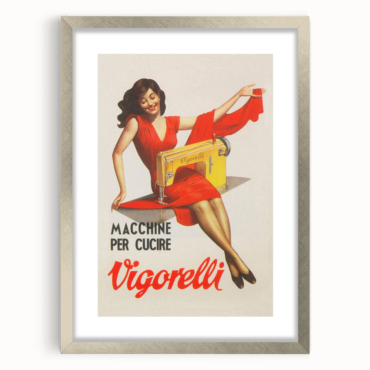 Vintage Vigorelli Sewing Machine Poster – Retro Italian Advertising Art