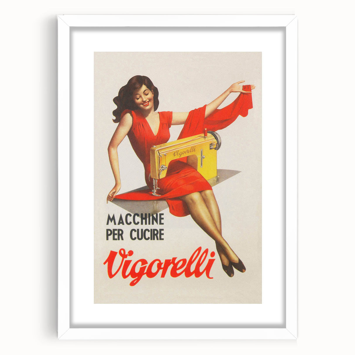 Vintage Vigorelli Sewing Machine Poster – Retro Italian Advertising Art