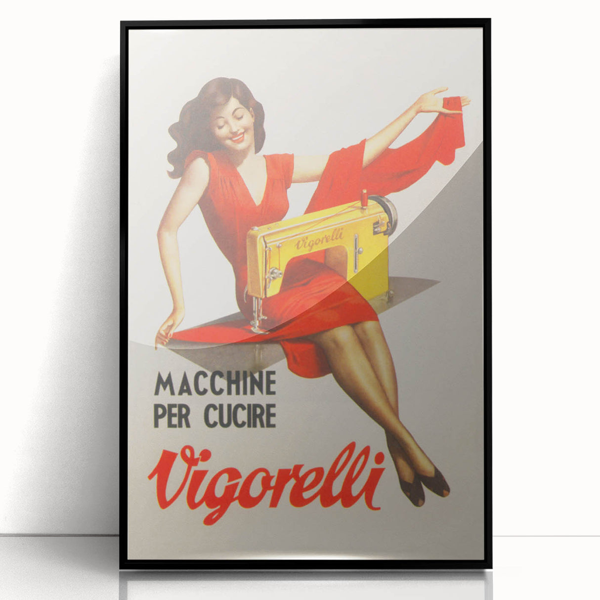 Vintage Vigorelli Sewing Machine Poster – Retro Italian Advertising Art