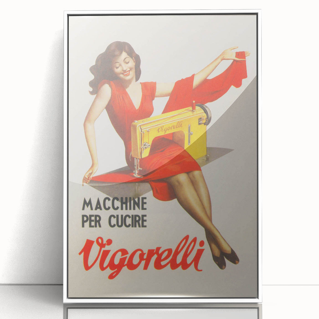 Vintage Vigorelli Sewing Machine Poster – Retro Italian Advertising Art