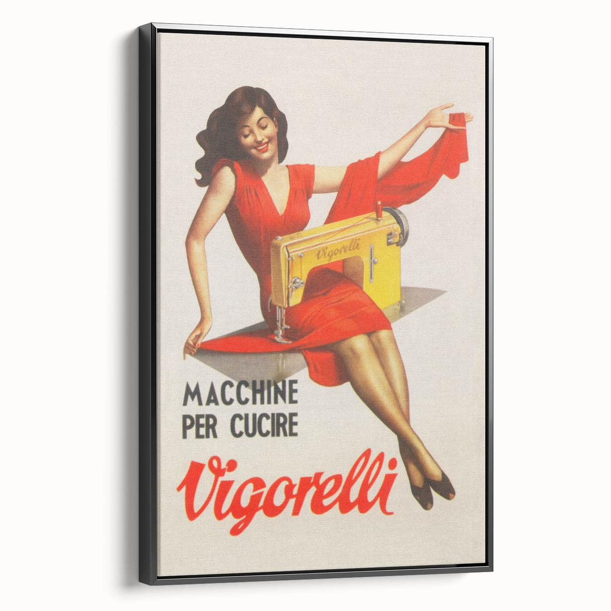 Vintage Vigorelli Sewing Machine Poster – Retro Italian Advertising Art