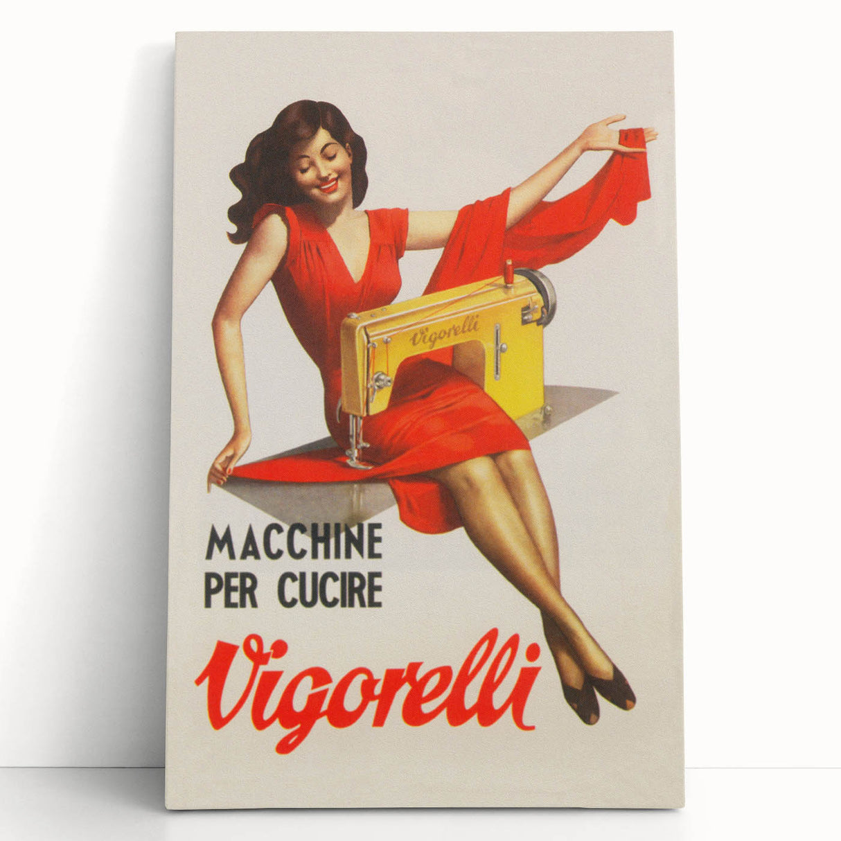Vintage Vigorelli Sewing Machine Poster – Retro Italian Advertising Art