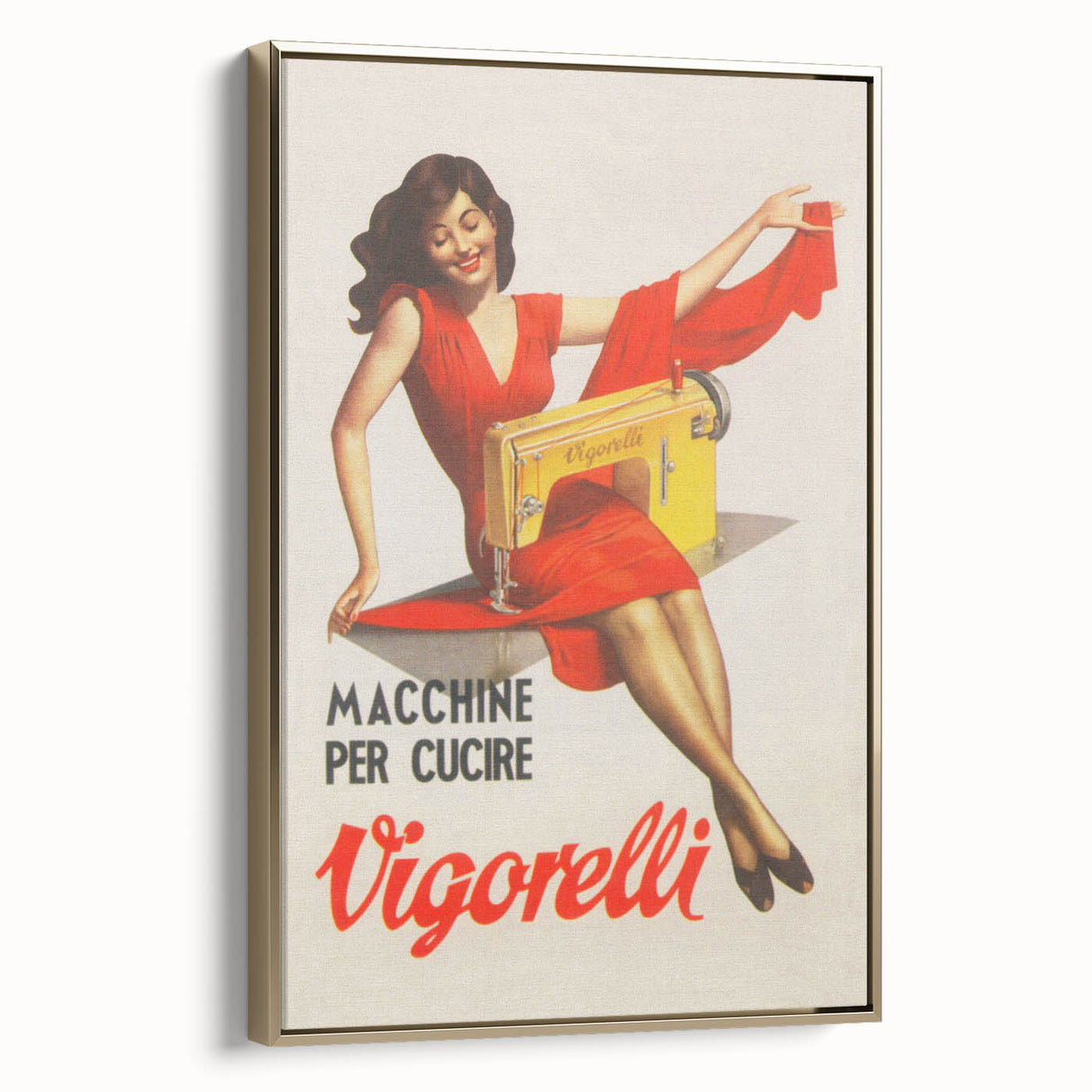 Vintage Vigorelli Sewing Machine Poster – Retro Italian Advertising Art