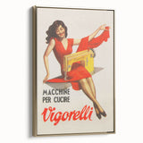 Vintage Vigorelli Sewing Machine Poster – Retro Italian Advertising Art