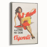Vintage Vigorelli Sewing Machine Poster – Retro Italian Advertising Art