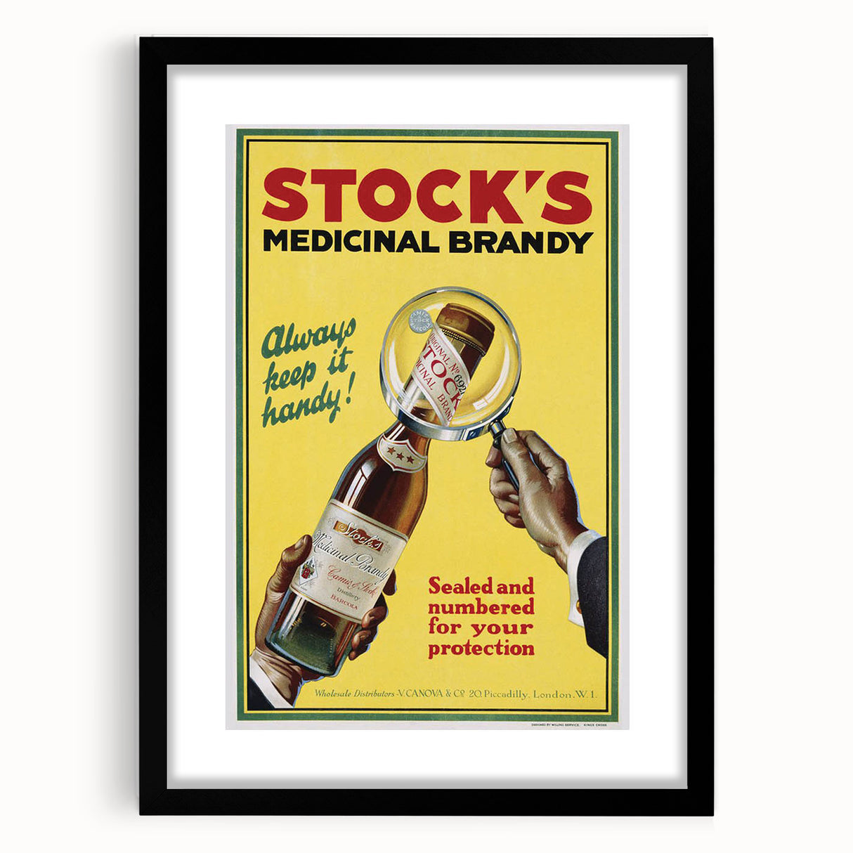 Vintage Advertising Poster - Stock's Brandy Retro Wall Art