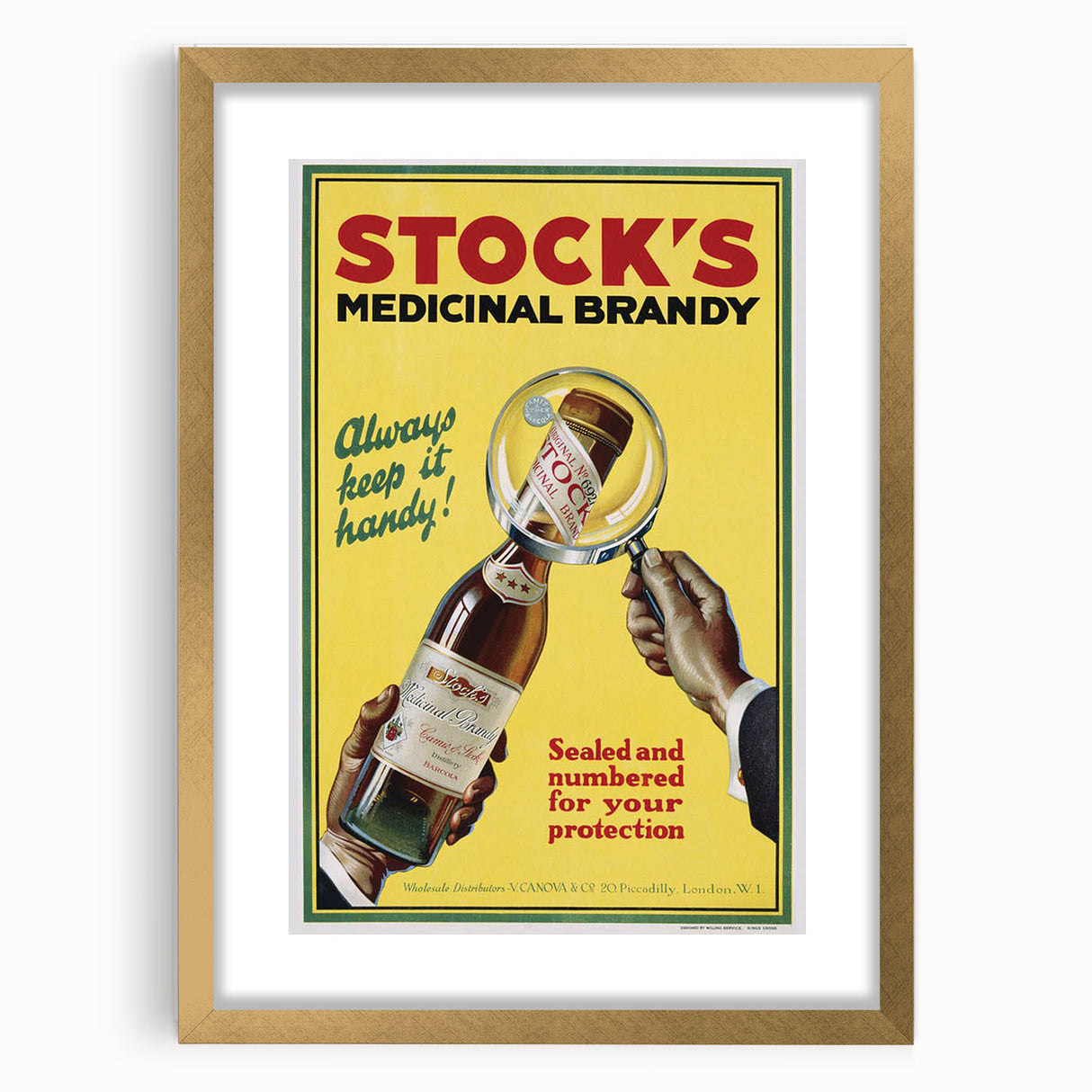Vintage Advertising Poster - Stock's Brandy Retro Wall Art