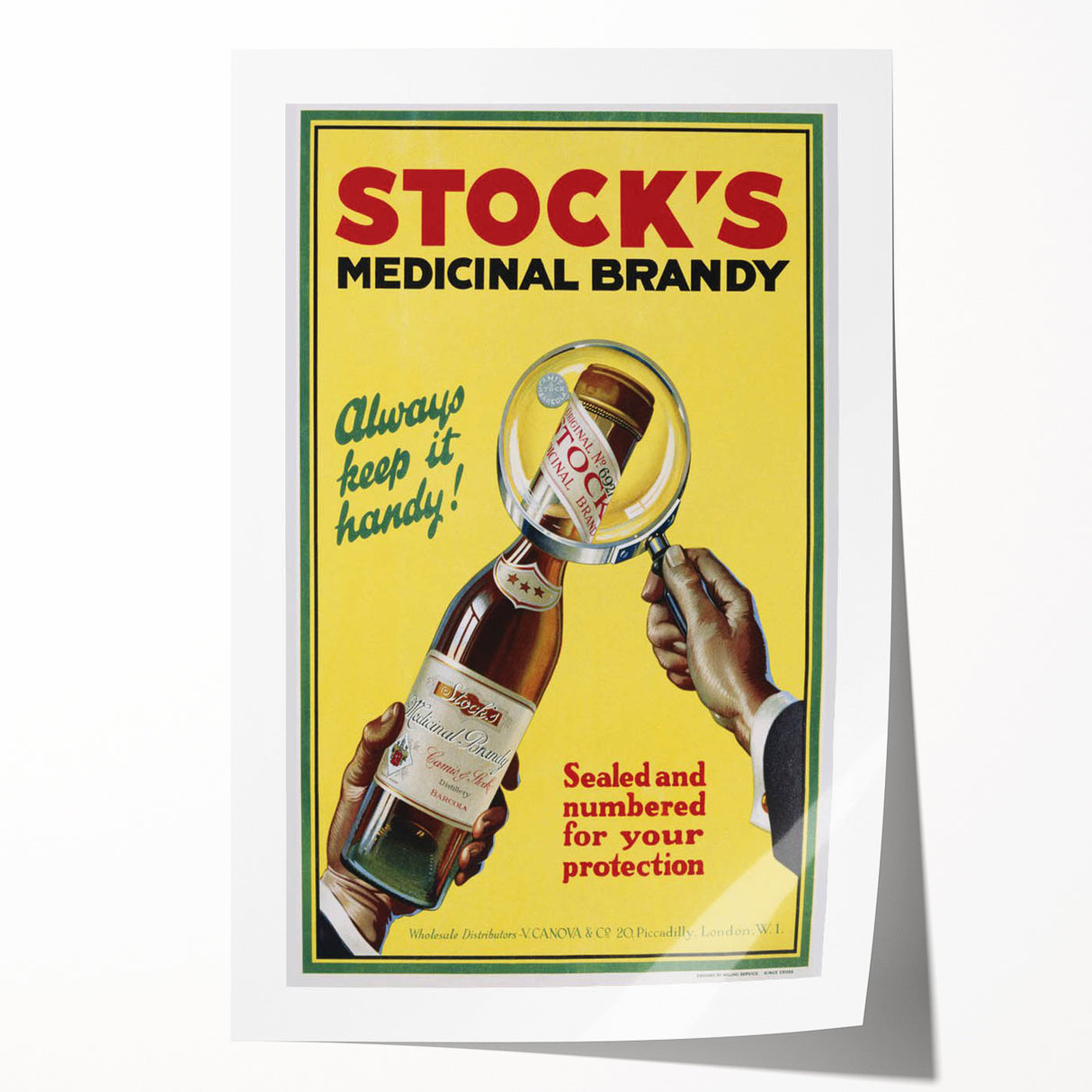 Vintage Advertising Poster - Stock's Brandy Retro Wall Art