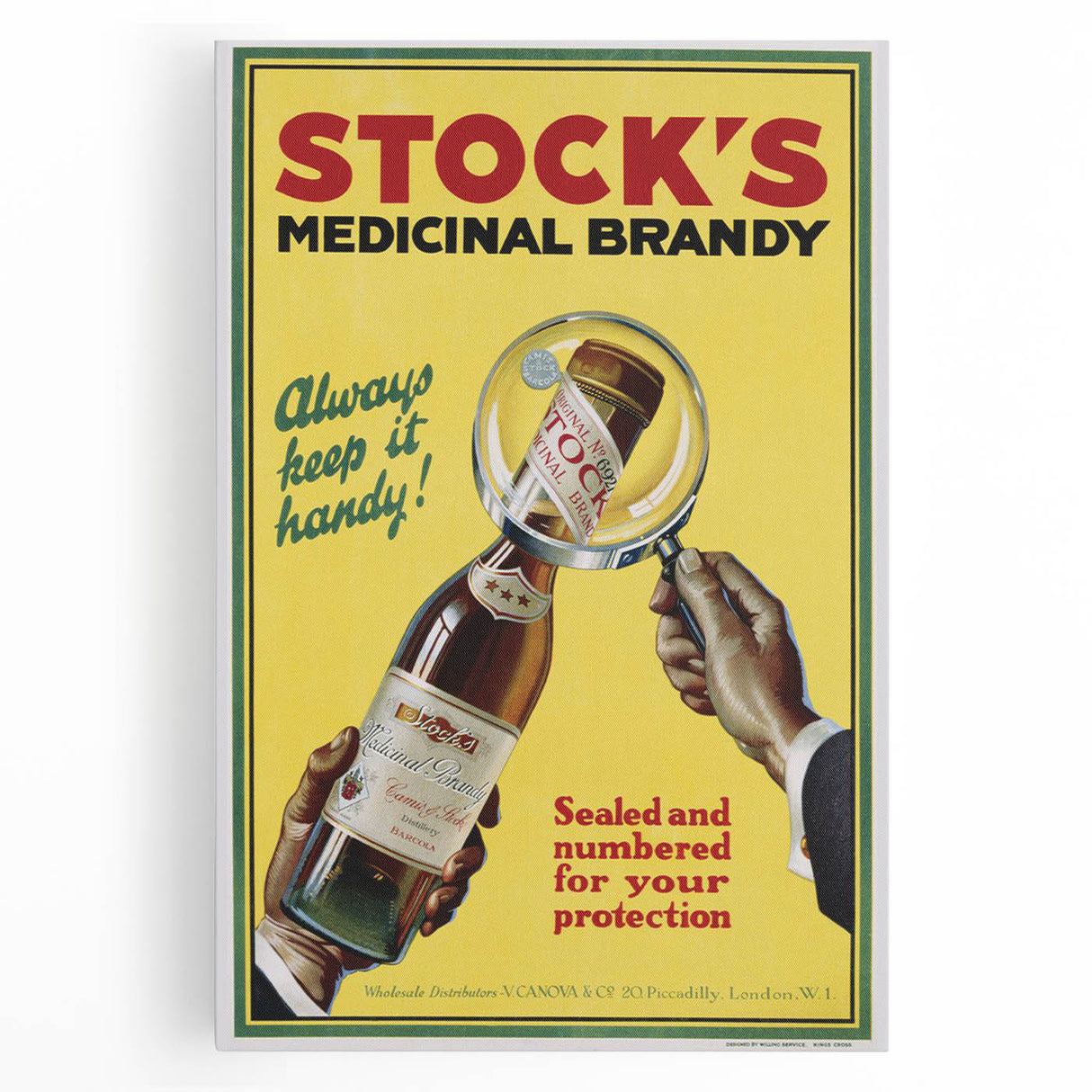 Vintage Advertising Poster - Stock's Brandy Retro Wall Art