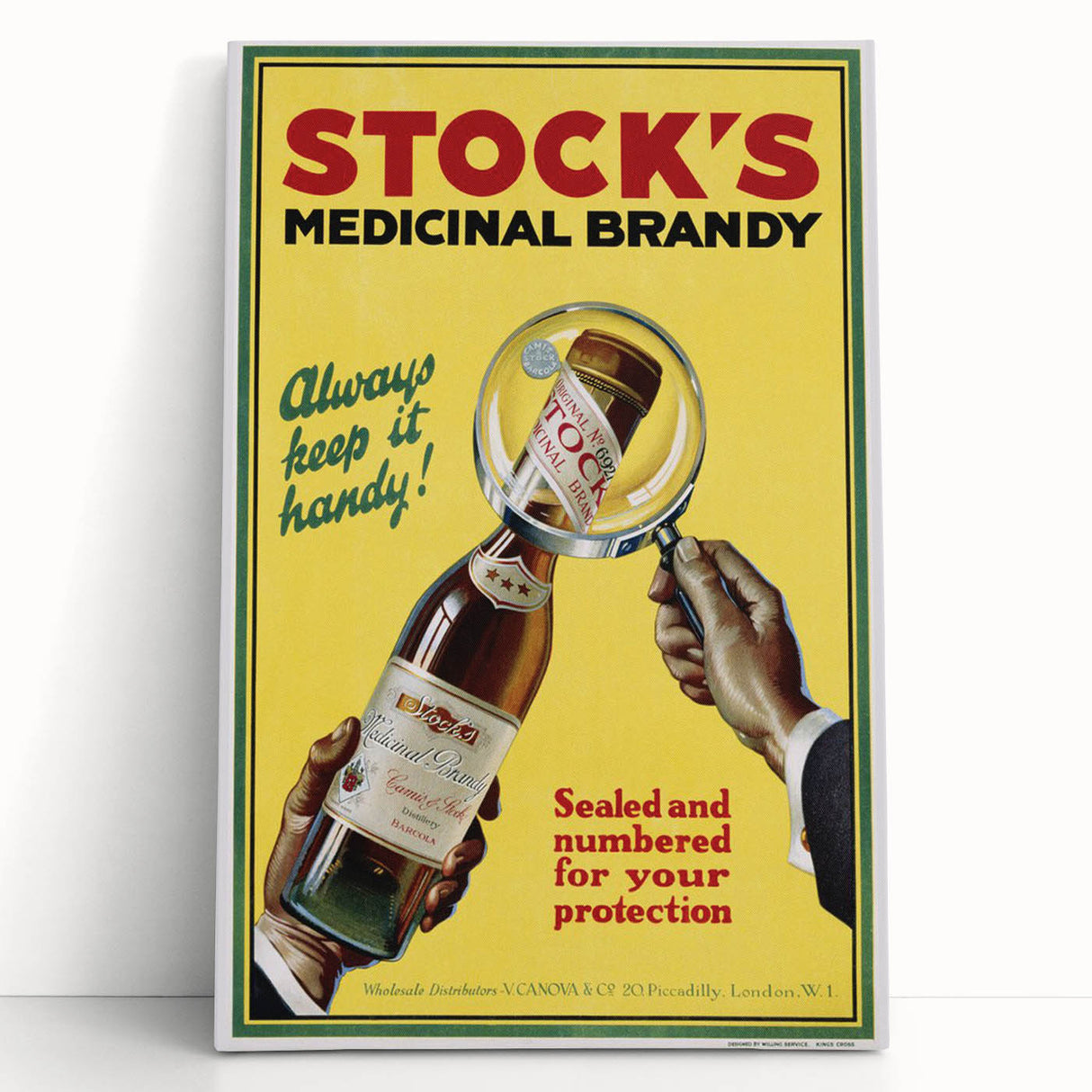 Vintage Advertising Poster - Stock's Brandy Retro Wall Art