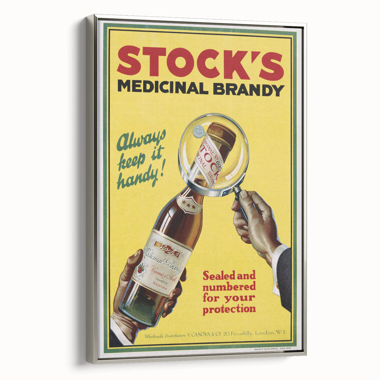 Vintage Advertising Poster - Stock's Brandy Retro Wall Art