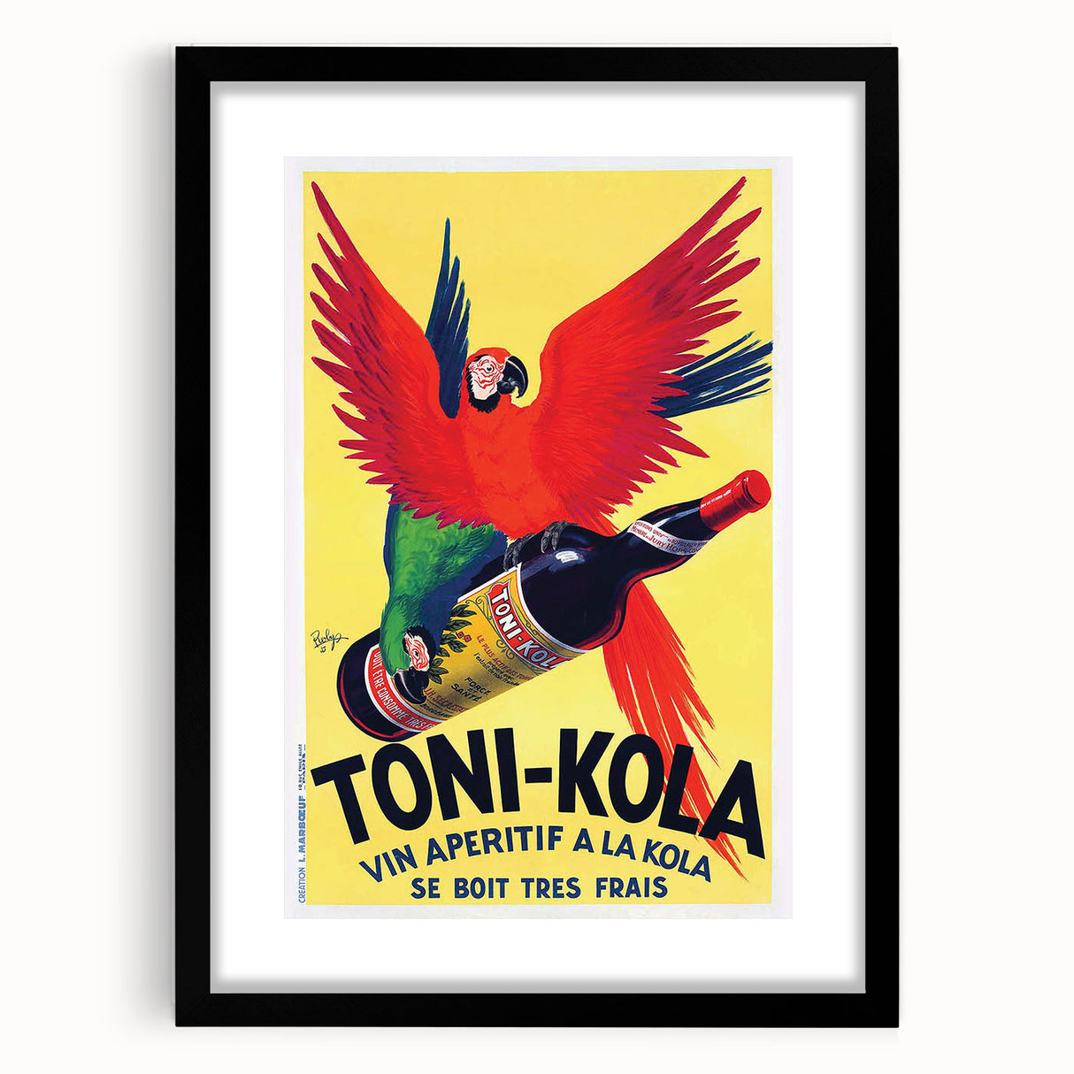 Vintage Advertising Poster - Toni-Kola Parrot Retro Wall Art