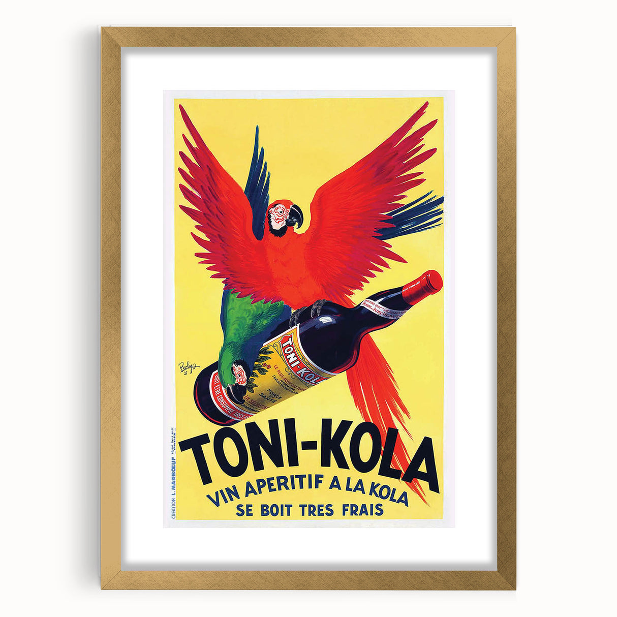 Vintage Advertising Poster - Toni-Kola Parrot Retro Wall Art