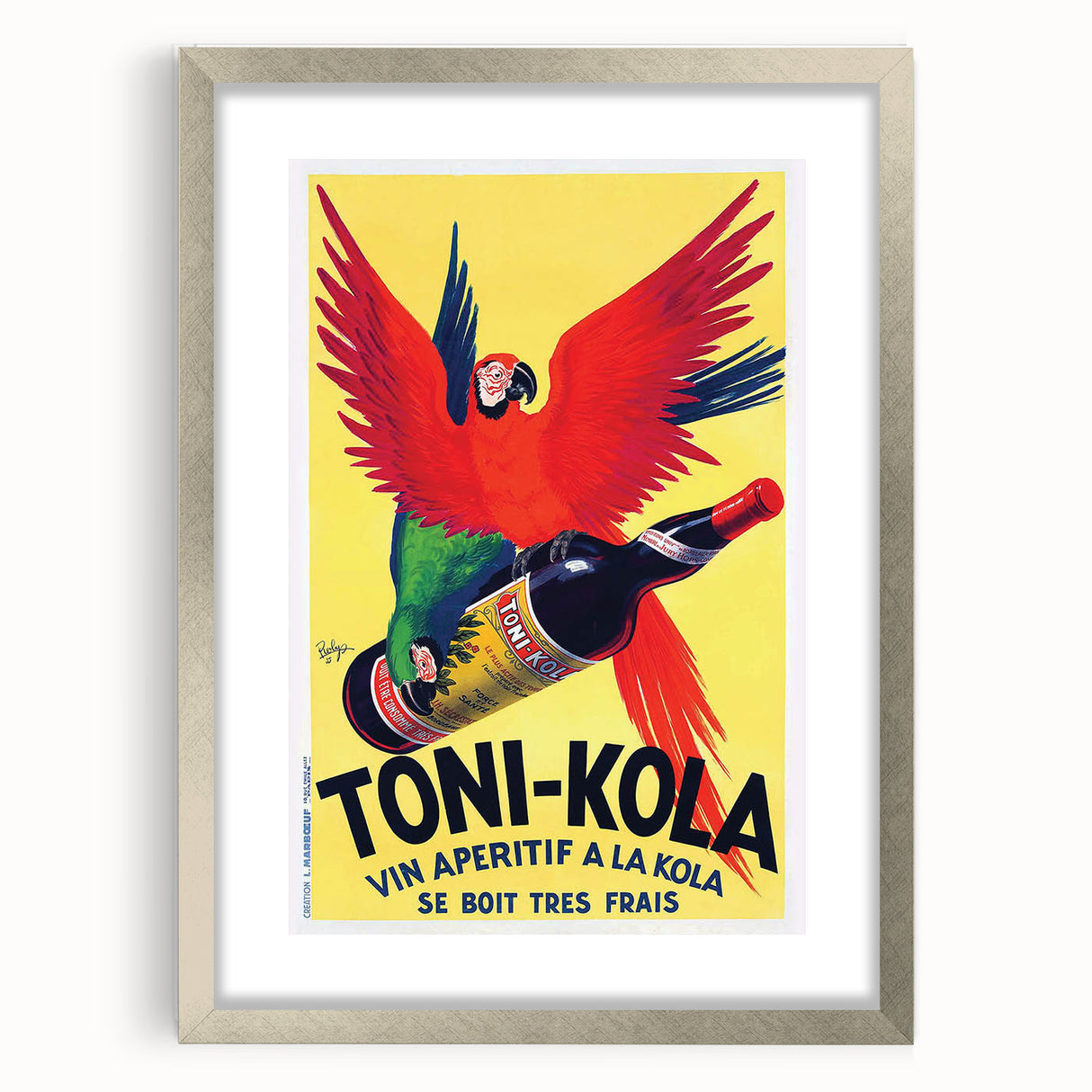 Vintage Advertising Poster - Toni-Kola Parrot Retro Wall Art