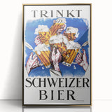 Vintage Advertising Poster - Schweizer Bier Retro Wall Art