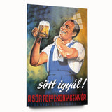 Vintage Beer Poster - Retro Sör Folyékony Kenyér Advertising Art