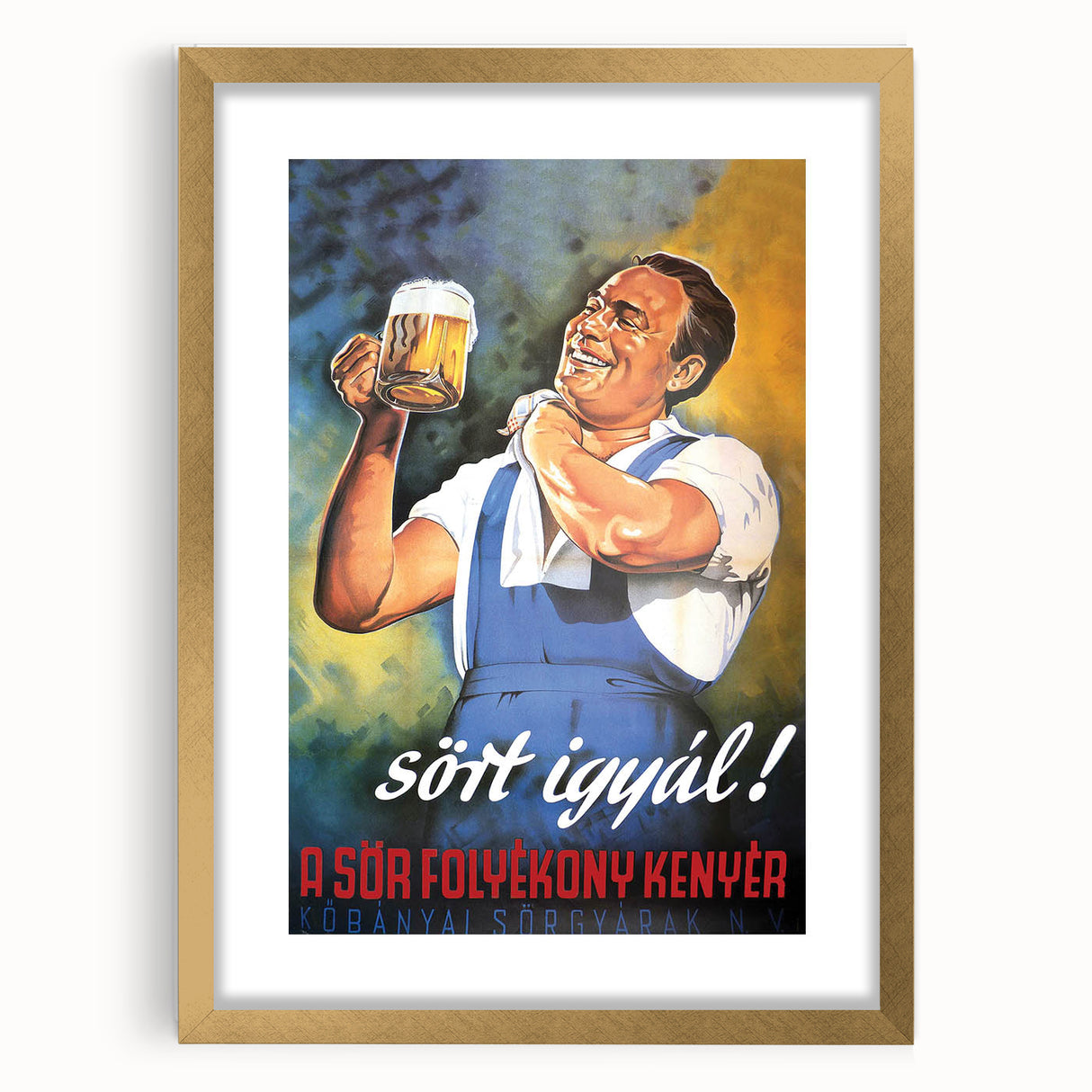 Vintage Beer Poster - Retro Sör Folyékony Kenyér Advertising Art