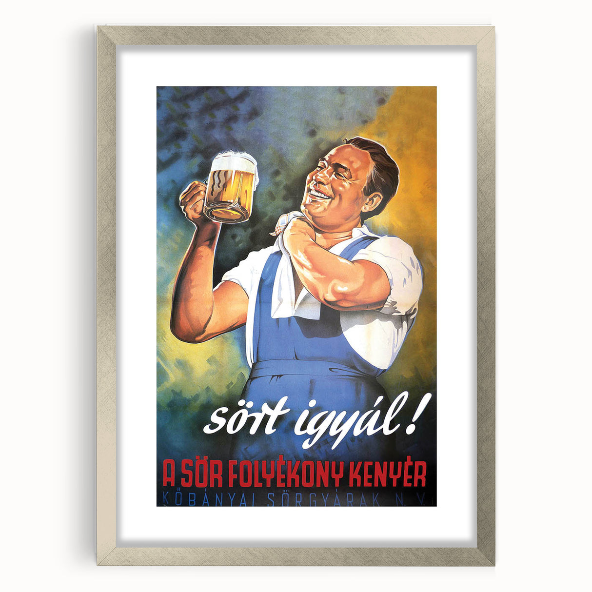 Vintage Beer Poster - Retro Sör Folyékony Kenyér Advertising Art