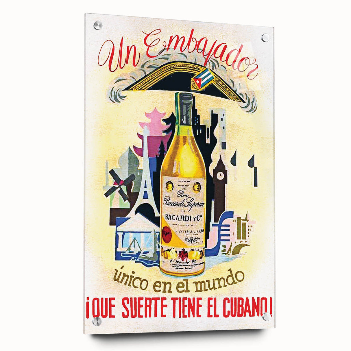 Vintage Bacardi Rum Poster - Retro Cuban Advertising Art