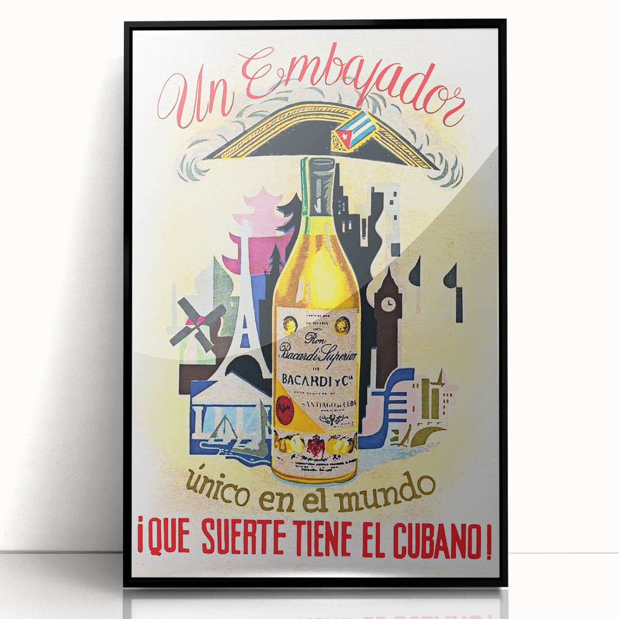 Vintage Bacardi Rum Poster - Retro Cuban Advertising Art