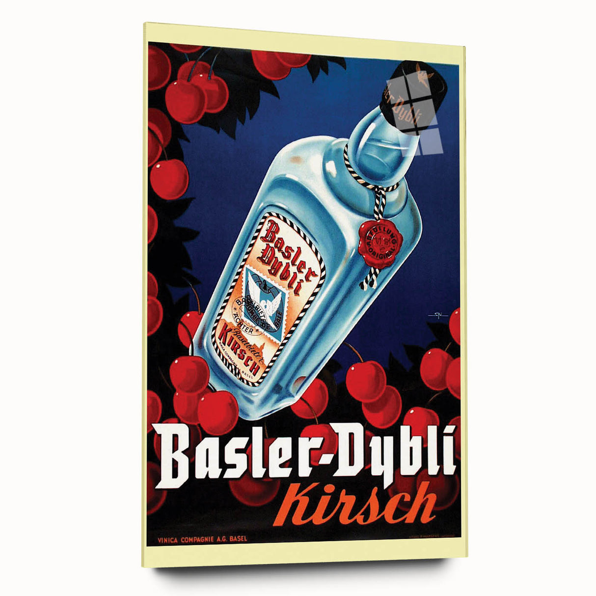 Vintage Basler-Dybli Kirsch Poster - Retro Liquor Advertising Art