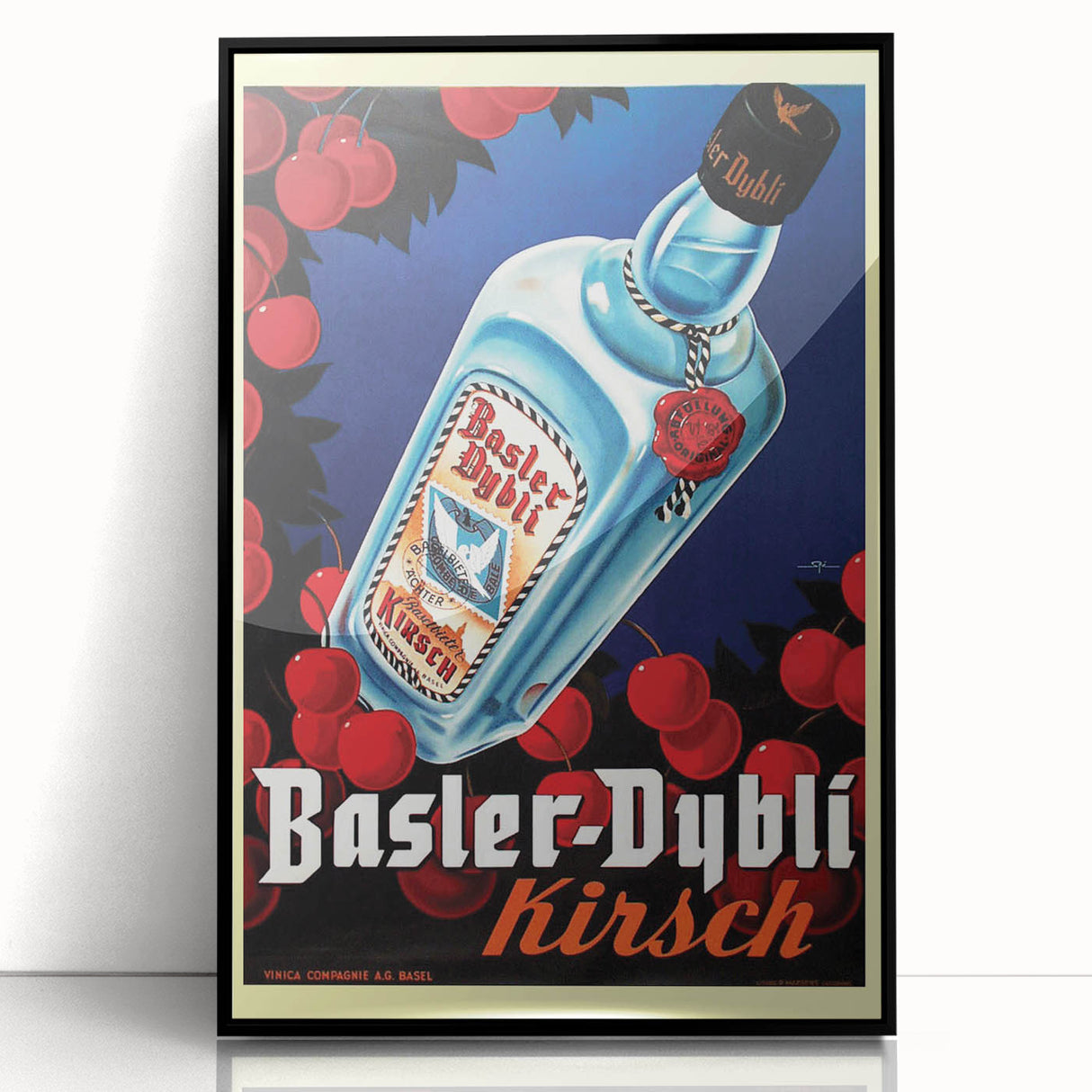 Vintage Basler-Dybli Kirsch Poster - Retro Liquor Advertising Art