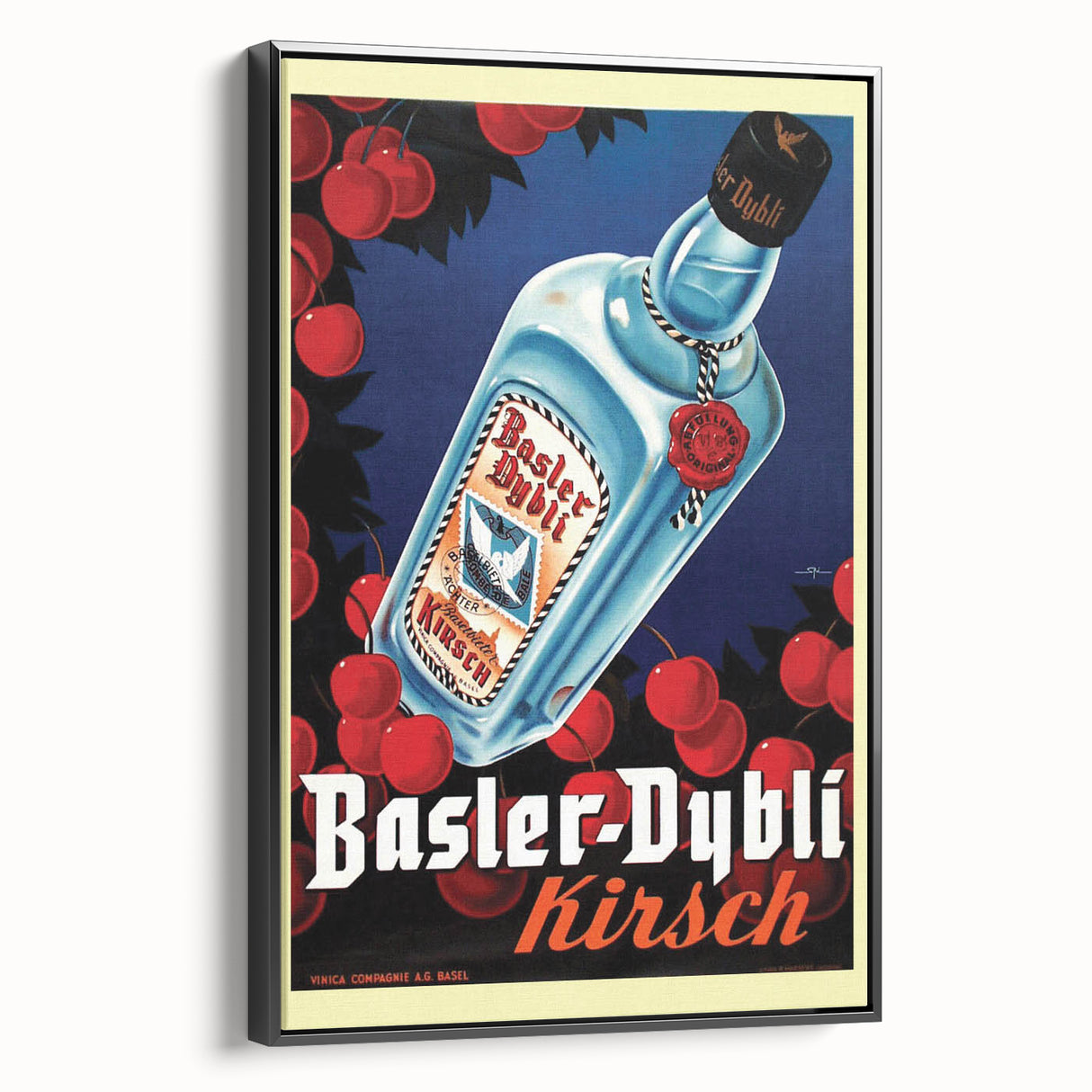 Vintage Basler-Dybli Kirsch Poster - Retro Liquor Advertising Art