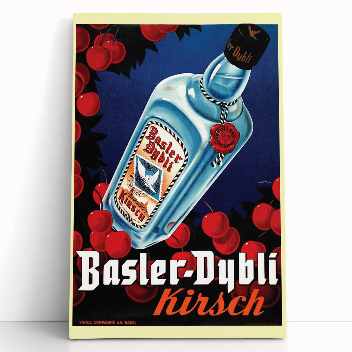 Vintage Basler-Dybli Kirsch Poster - Retro Liquor Advertising Art