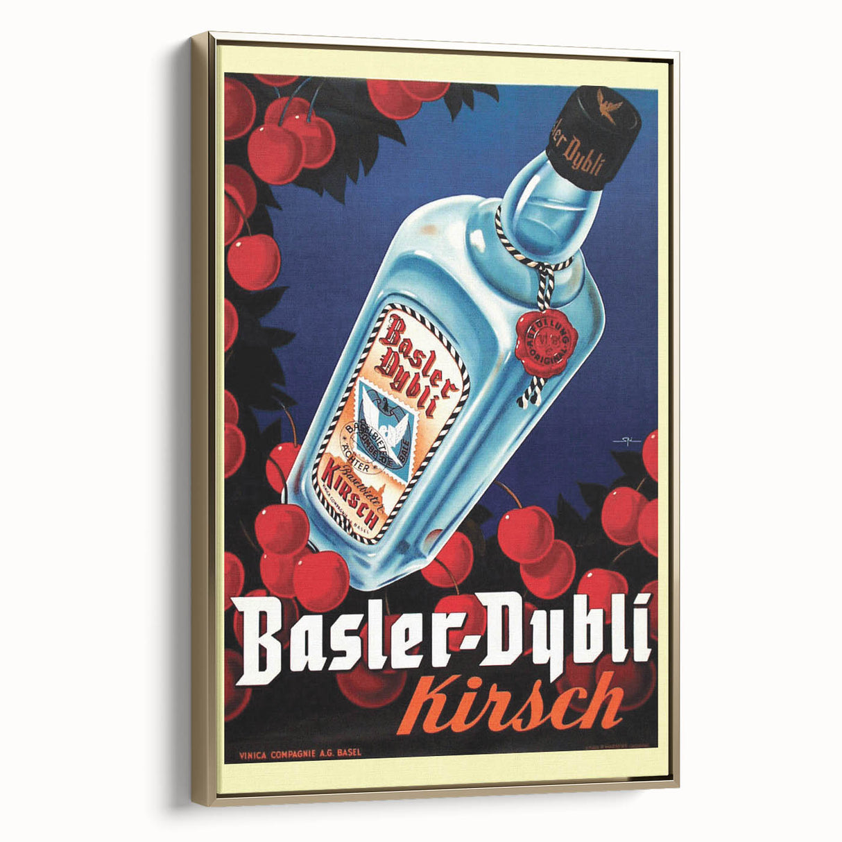 Vintage Basler-Dybli Kirsch Poster - Retro Liquor Advertising Art