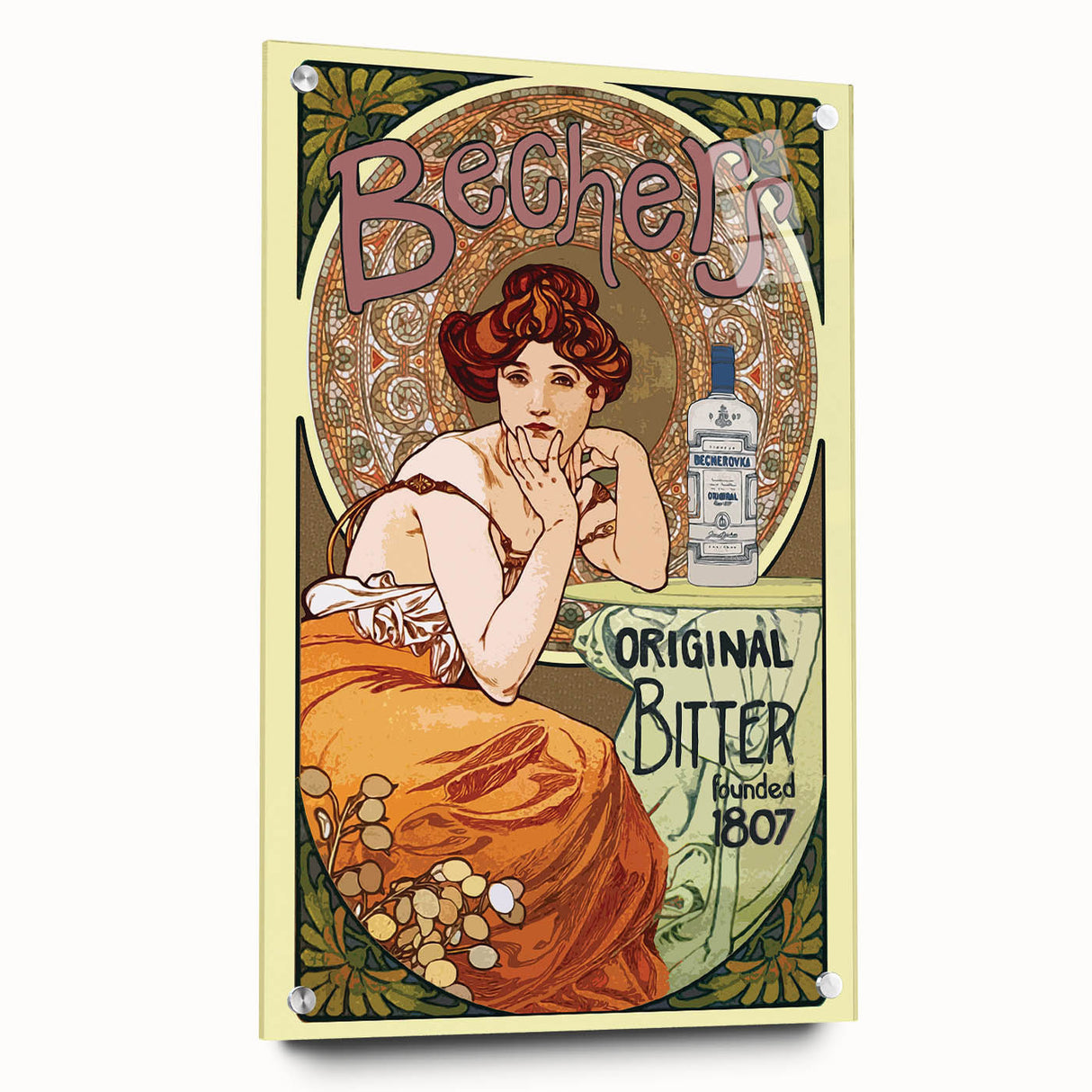 Vintage Becherovka Poster - Retro Czech Liquor Advertising Art