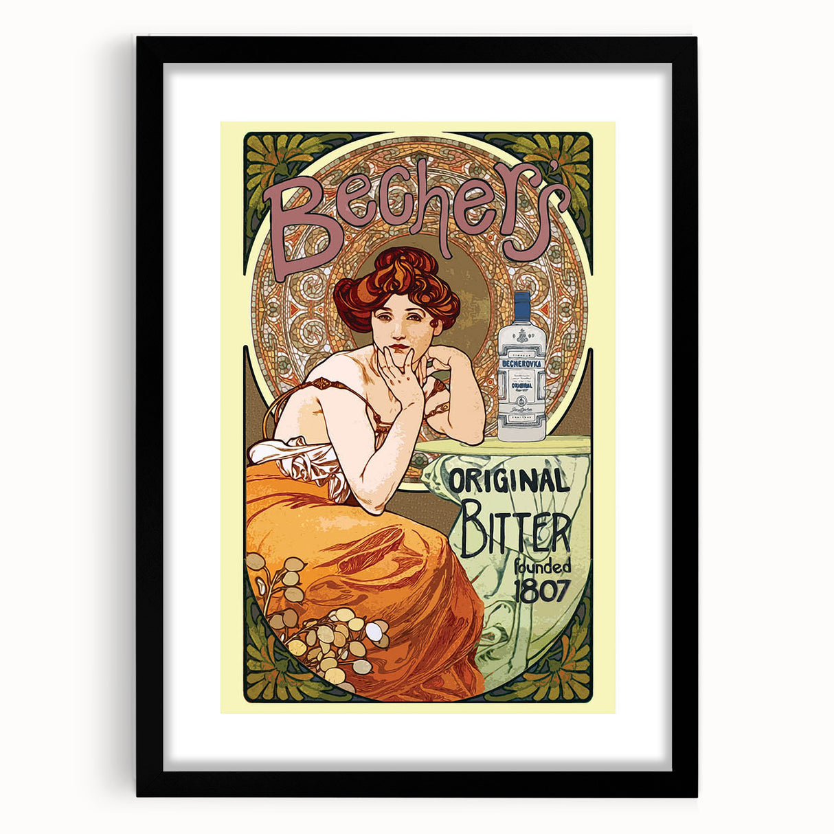 Vintage Becherovka Poster - Retro Czech Liquor Advertising Art