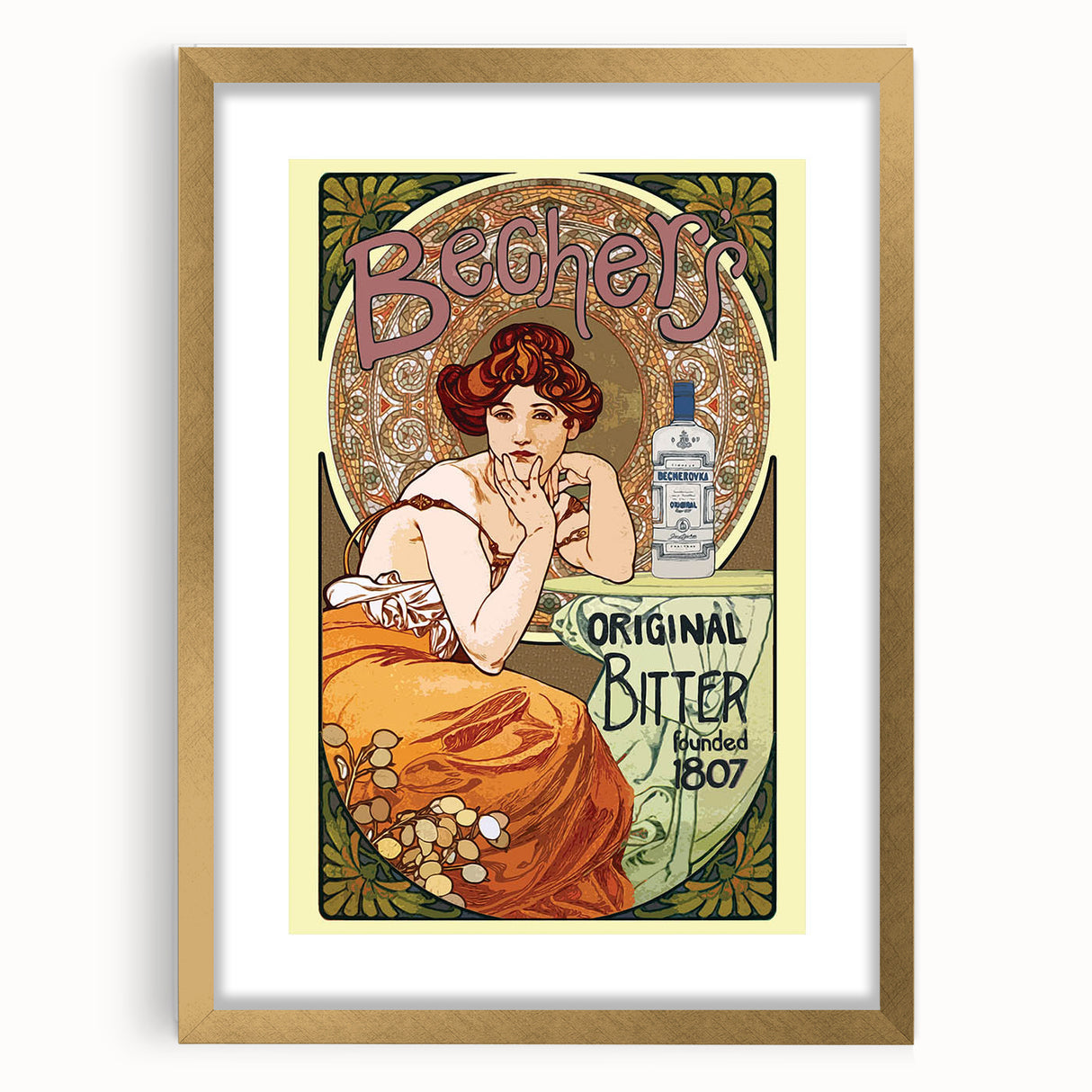 Vintage Becherovka Poster - Retro Czech Liquor Advertising Art