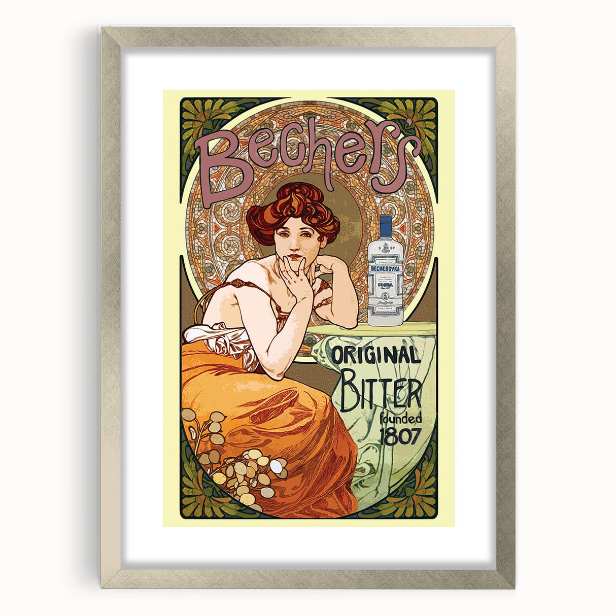 Vintage Becherovka Poster - Retro Czech Liquor Advertising Art